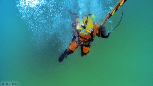 Commercial Divers Descends into Lake Michigan